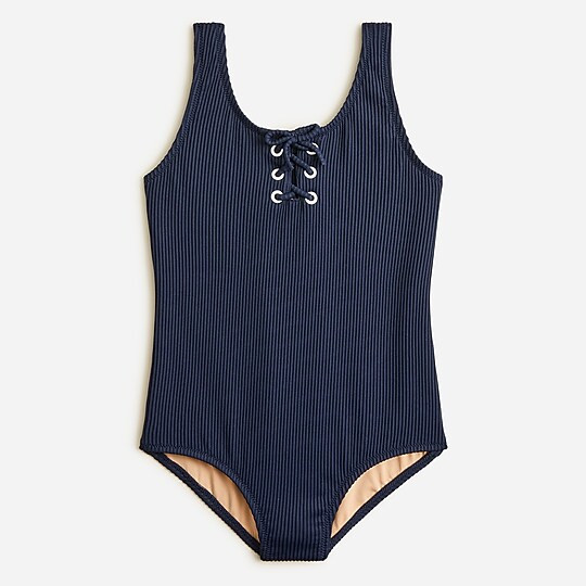 Girls' ribbed one-piece swimsuit with UPF 50+ | J. Crew US