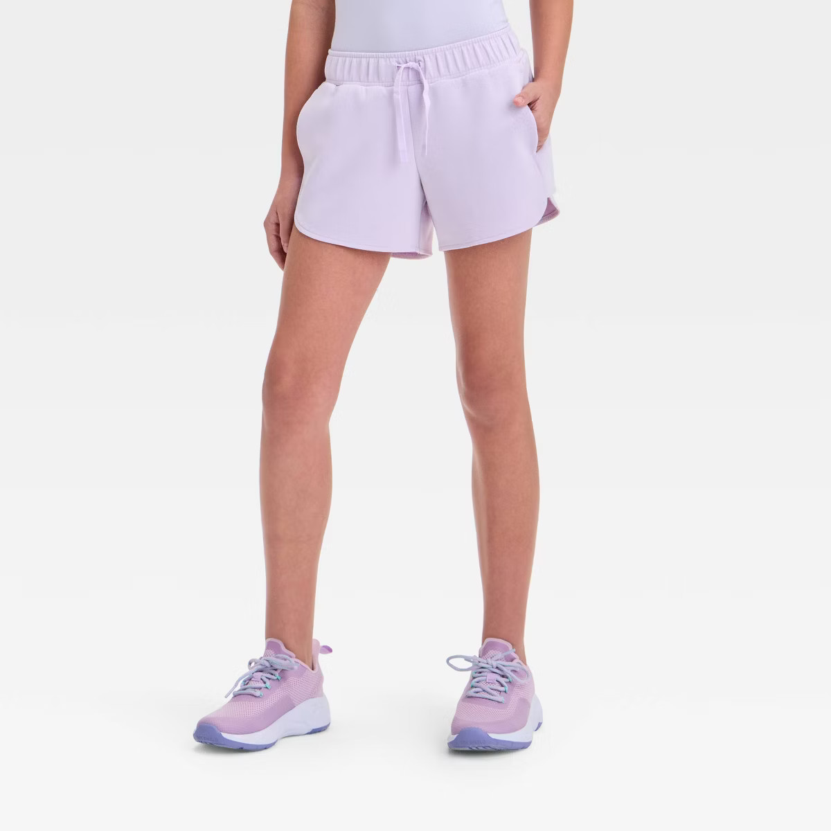 Girls' Airy Sleek Shorts - All In Motion™ Light Purple XS: Midweight Knit, Flexible Drawstring,... | Target