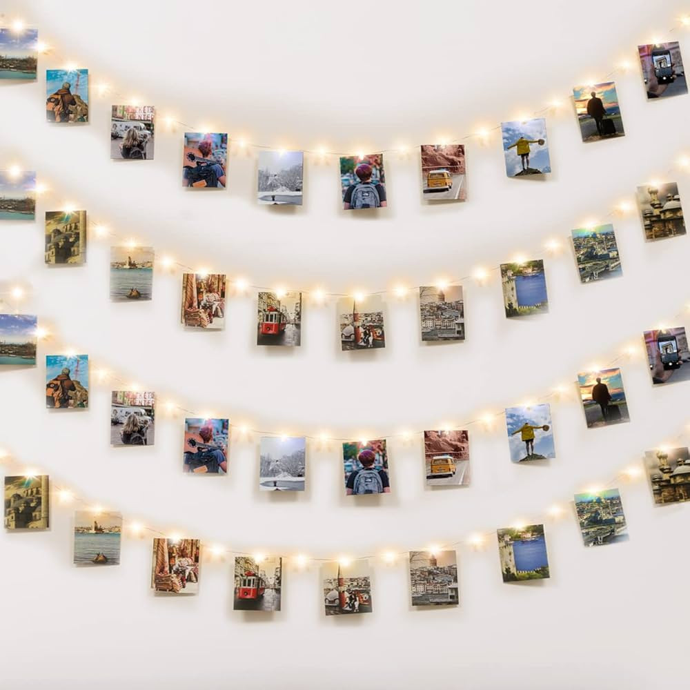 Kolpop 100LED Photo Clip String Lights, 10M Photo Peg Fairy Lights Indoor with 60 Clips Battery P... | Amazon (UK)