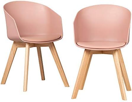 South Shore Flam Dining Chairs, 2, Pink and Wood | Amazon (US)