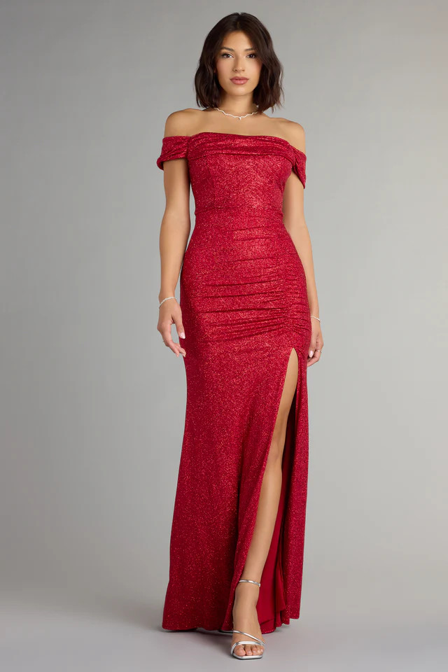 Alina Glitter Off-The-Shoulder Mermaid Formal Dress | Windsor Stores