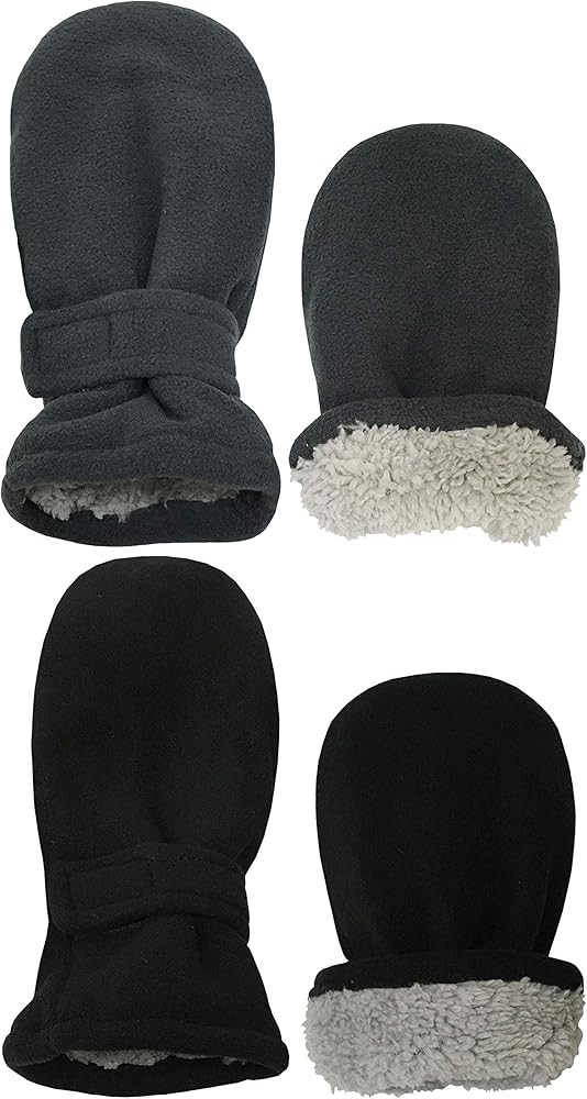 N'Ice Caps Baby Toddler Mittens Kids 2 Pairs Fleece Gloves Winter Warm Sherpa Lined | Amazon (US)