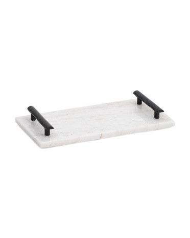 Solid Marble Vanity Tray With Handles | TJ Maxx