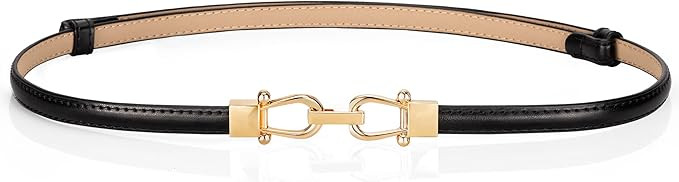 Womens Skinny Belt Leather Thin Belts for Women Dresses Adjustable | Amazon (US)