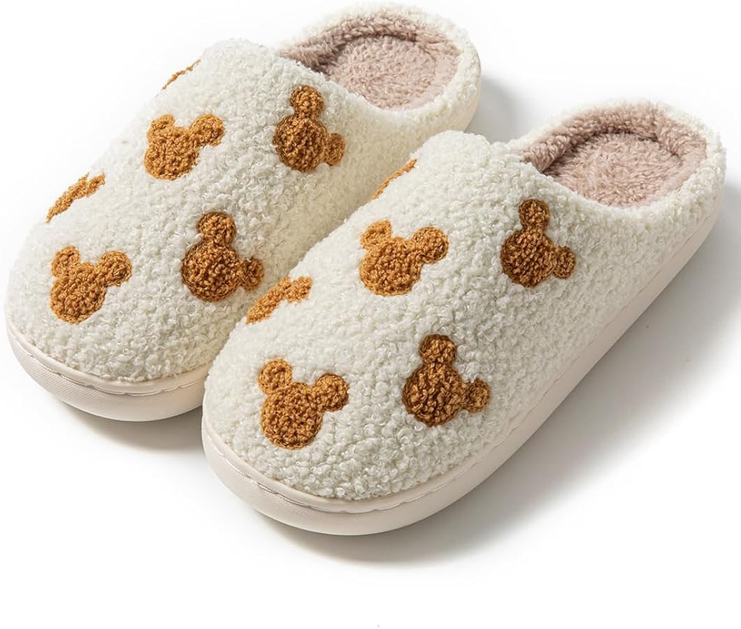 Bow Slippers for Women & Men - Floral Memory Foam Plush Slippers, Cute Cartoon Design, Warm Fluff... | Amazon (US)