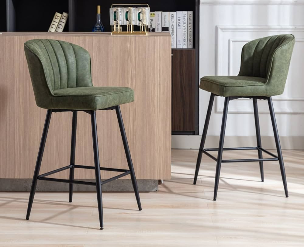 EALSON Counter Height Bar Stools Set of 2 Modern Bar Chairs with Back Leather Upholstered Barstoo... | Amazon (US)