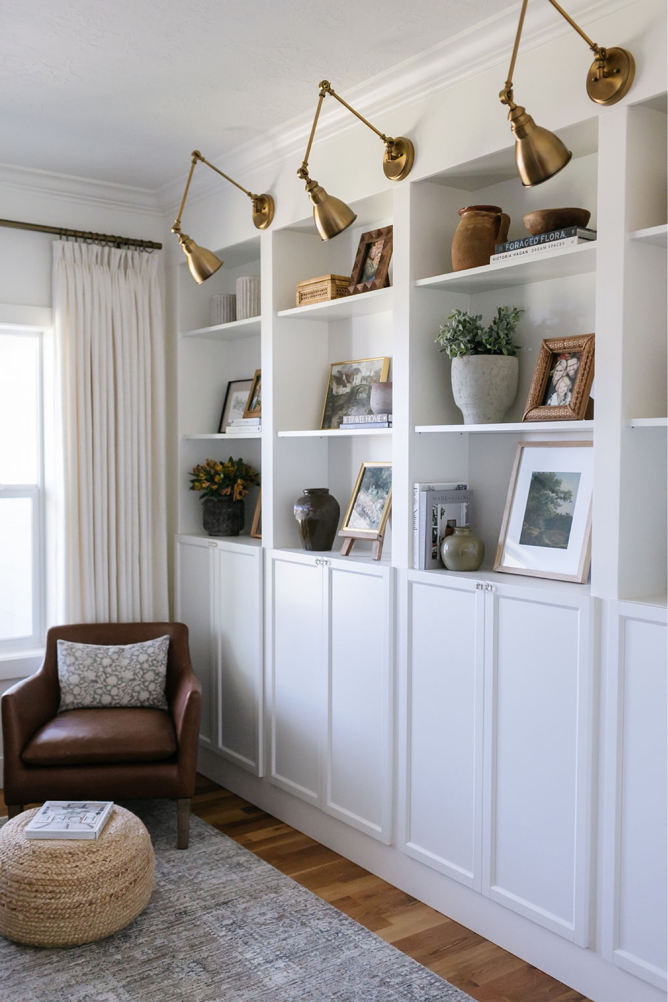 Bookshelf, open shelves, leather chairs, linen curtains 

#LTKsalealert #LTKhome #LTKSeasonal