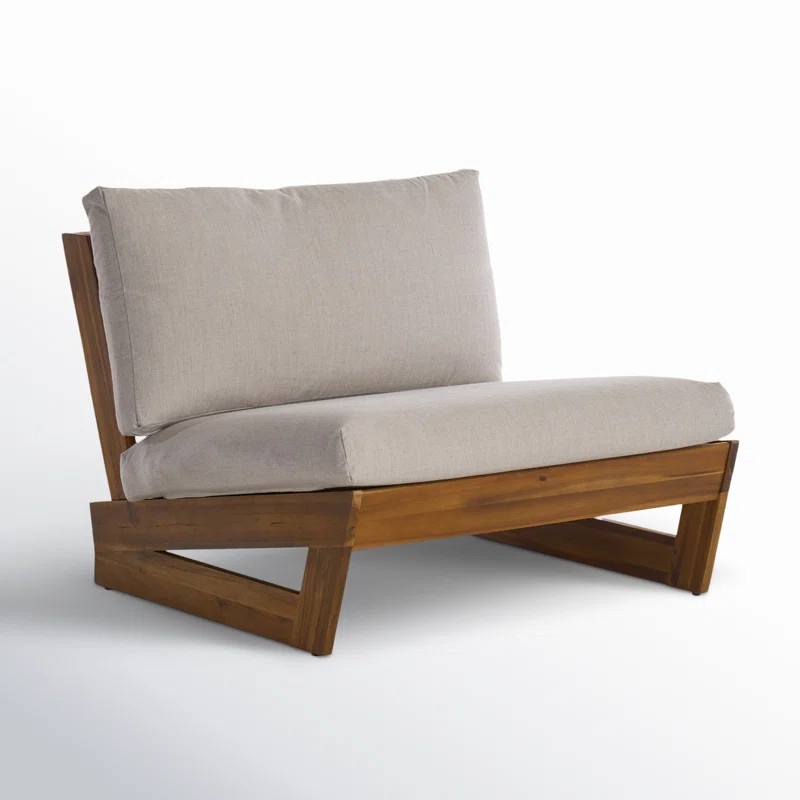 Louise Acacia Outdoor Armless Lounge Chair with Sunbrella Cushions | AllModern
