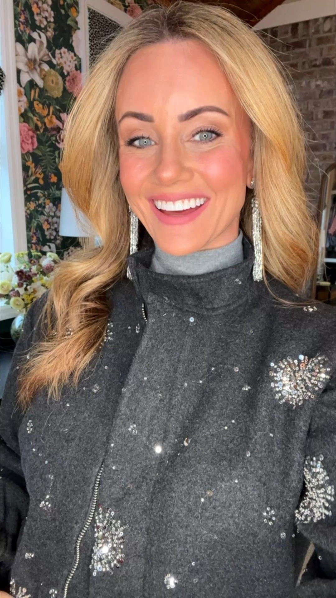 Sequin bomber jacket!  Size down.  I’m wearing an XXS petite.  

#kbstyled #sequins #bomberjacket #holidaystyle

#LTKOver40 #LTKHoliday #LTKootd