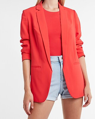 Satin Open Front Boyfriend Blazer | Express