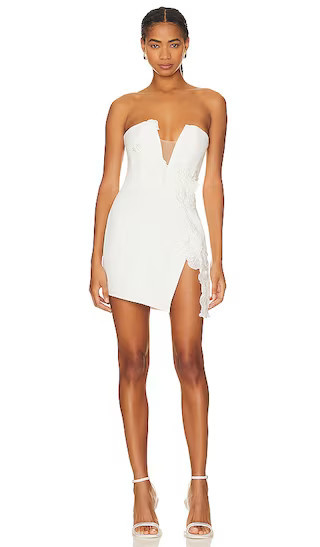 Fleur Mini Dress | White Mini Dress White Short Dress White Plunge Dress Deep V Dress | Revolve Clothing (Global)