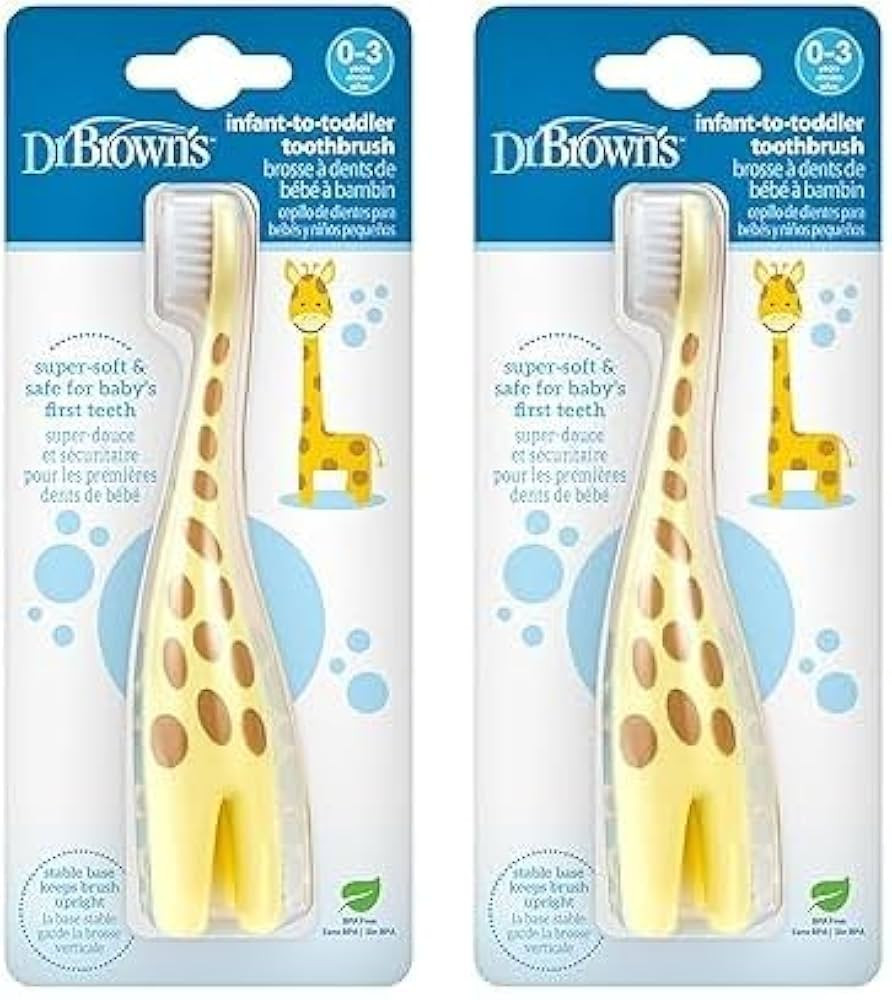 Dr. Brown's Infant-to-Toddler Training Toothbrush, Soft for Baby's First Teeth, Giraffe, 0-3 Year... | Amazon (US)