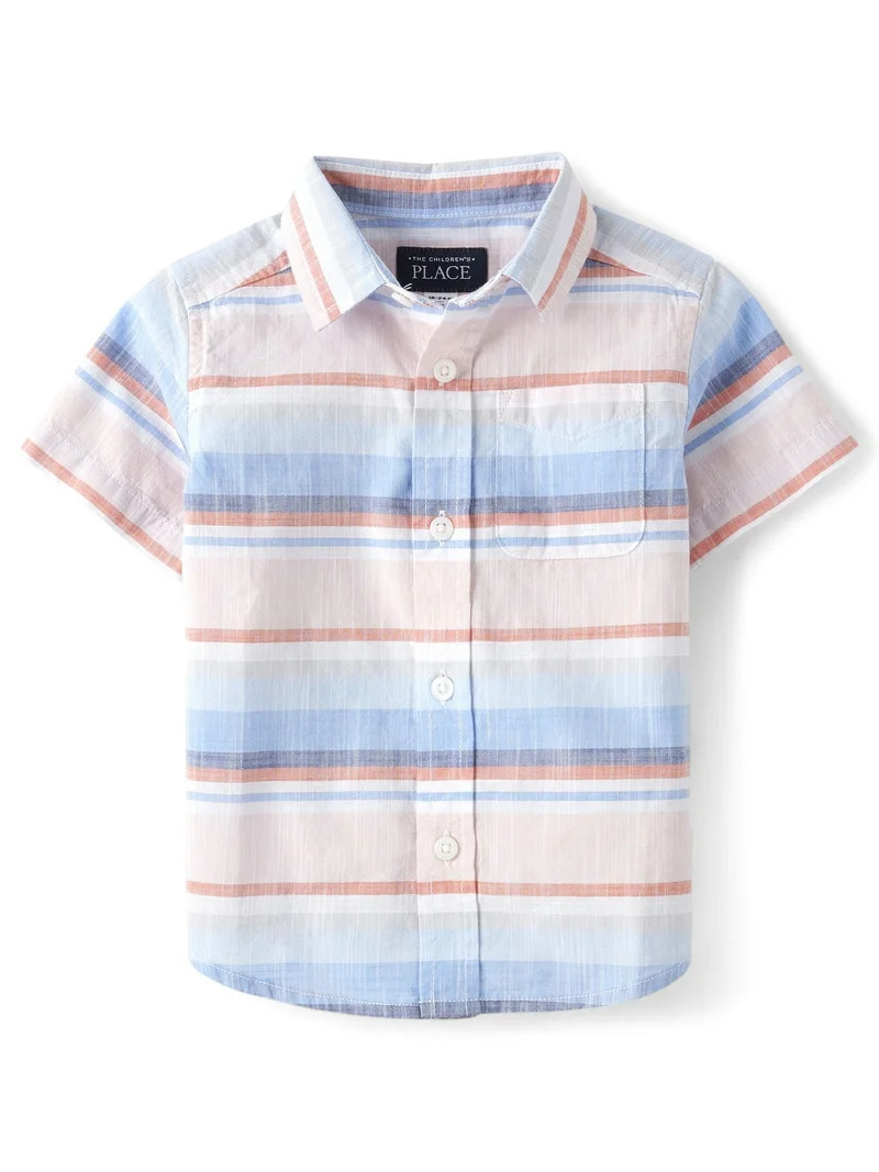 The Children's Place Baby Toddler Boys Short Sleeve Button Up Shirt, Sizes 6M-5T | Walmart (US)
