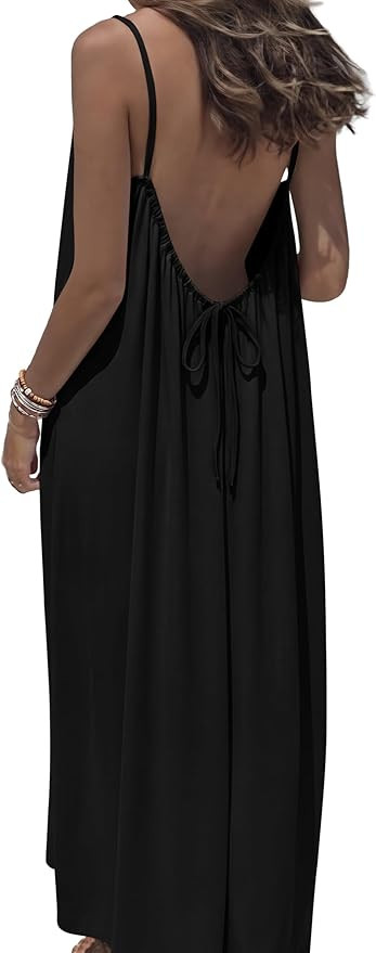 OFEEFAN Summer Dresses for Women 2026 Backless Cami Maxi Sundresses Spaghetti Strap Beach Vacatio... | Amazon (US)