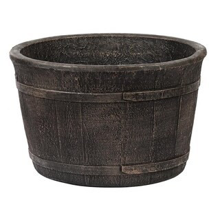 Cedar Barrel Concrete Planter | The Home Depot