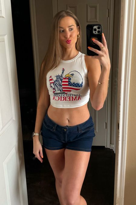 4th of July. 4th of July outfit. 4th of July look. 4th of July shirt. 4th of July crop top. Patriotic looks. Patriotic crop top. Red white and blue. Red white and blue outfit. 

#LTKParties #LTKStyleTip #LTKSeasonal