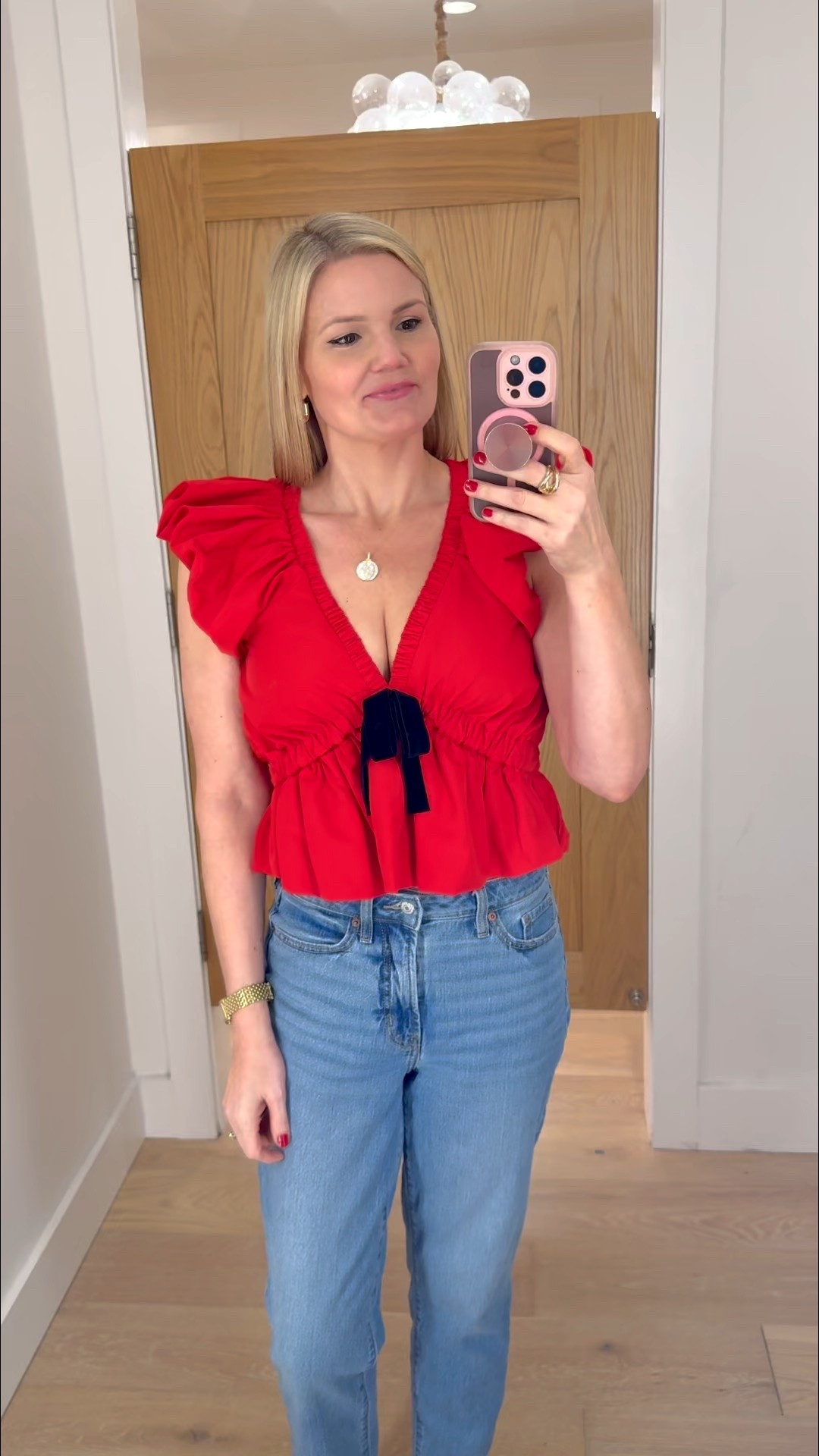 Cutie red long cut top with velvet bow, wearing size small. Perfect for the holidays and date night!

#LTKSaleAlert #LTKSeasonal #LTKHoliday