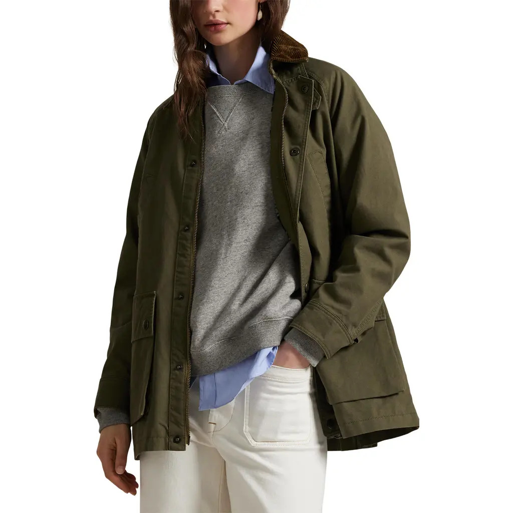 Polo Ralph Lauren Relaxed Cotton Twill Utility Jacket in Olive at Nordstrom, Size Large | Nordstrom
