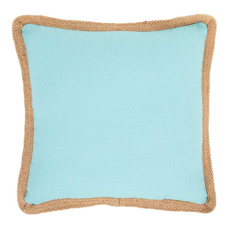 2-Pack Canal Blue Jute Trim Outdoor Throw Pillow, 18" | At Home