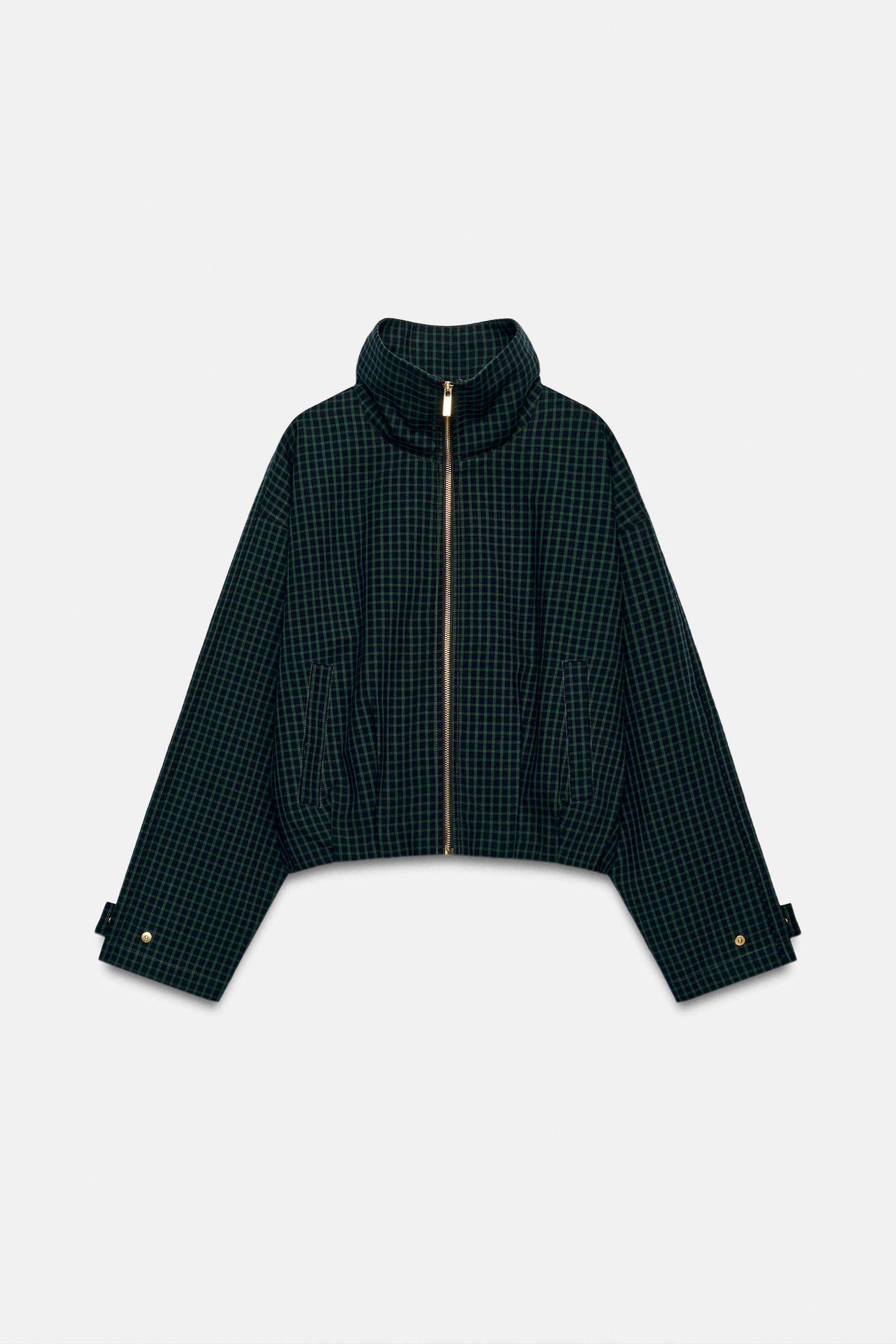 Zara - Check Bomber Jacket - Red - S - Woman | Zara UK