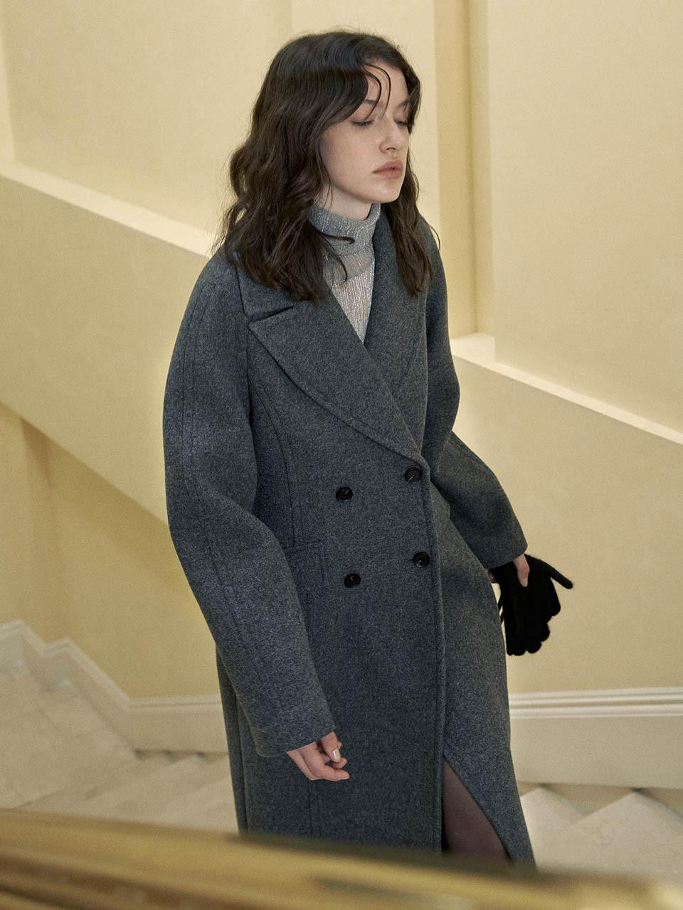 Wool Blended Slim Double Coat | W Concept (US)