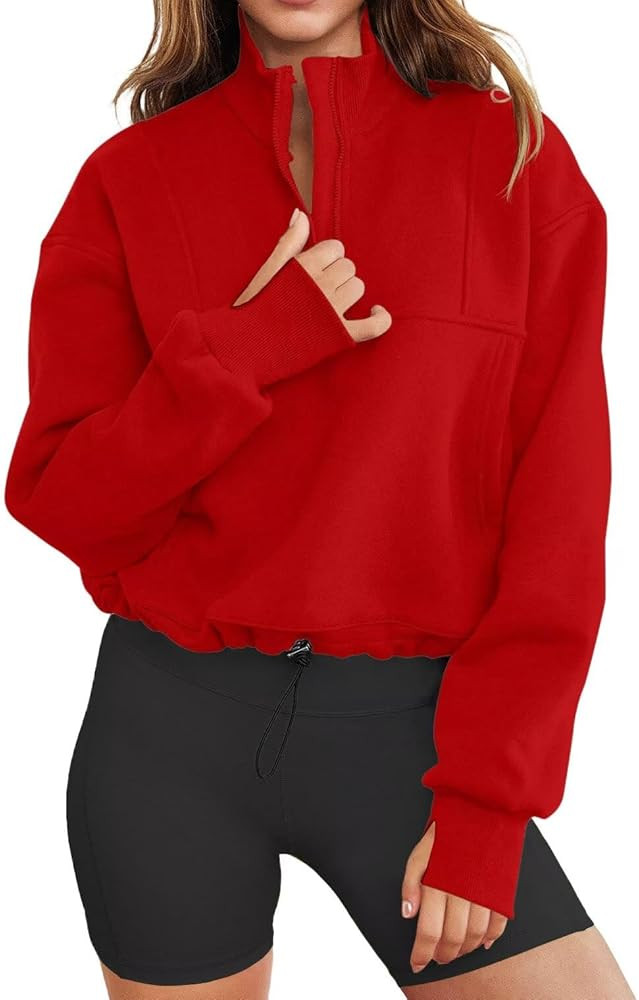 LEEDYA Women Long Sleeve Half Zip Sweatshirts Fall Oversized Trendy Hoodies Casual Thumb Hole Pul... | Amazon (US)