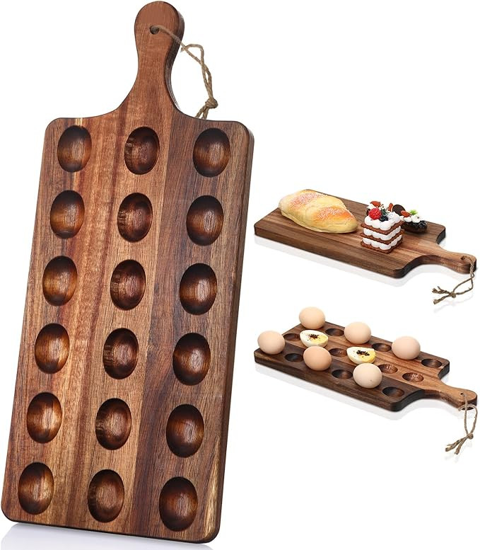 Gerrii Reversible Wooden Deviled Egg Platter Deviled Egg Tray Charcuterie Board Cutting Board Che... | Amazon (US)