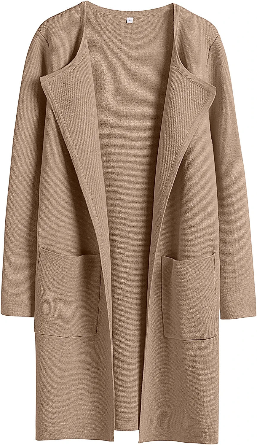 ANRABESS Women's Open Front Knit Cardigan Long Sleeve Lapel Casual Solid Classy Sweater Jacket 71... | Amazon (US)