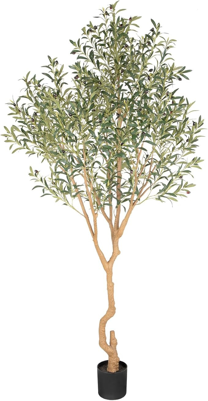 Tall Faux Olive Tree，8ft（96in） Realistic Potted Silk Artificial Olive Tree， Fake Olive Tr... | Amazon (US)