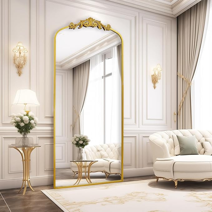 AIXI HOME Antique Gold Arched Full Length Mirror, 71"x30" Floor Vintage Mirror with Ornate Frame,... | Amazon (US)