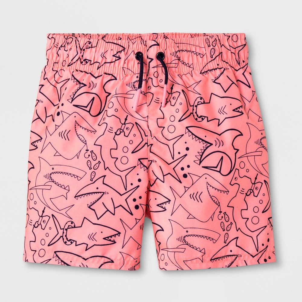 Toddler Boys' Shark Swim Trunks - Cat & Jack Coral 4T, Pink | Target