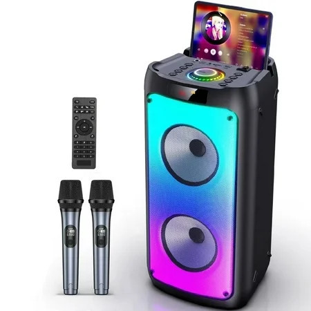 JYX Party Speaker, Portable Bluetooth Speaker with 2 Microphone, Stereo Bass Speaker for Christmas Party | Walmart (US)