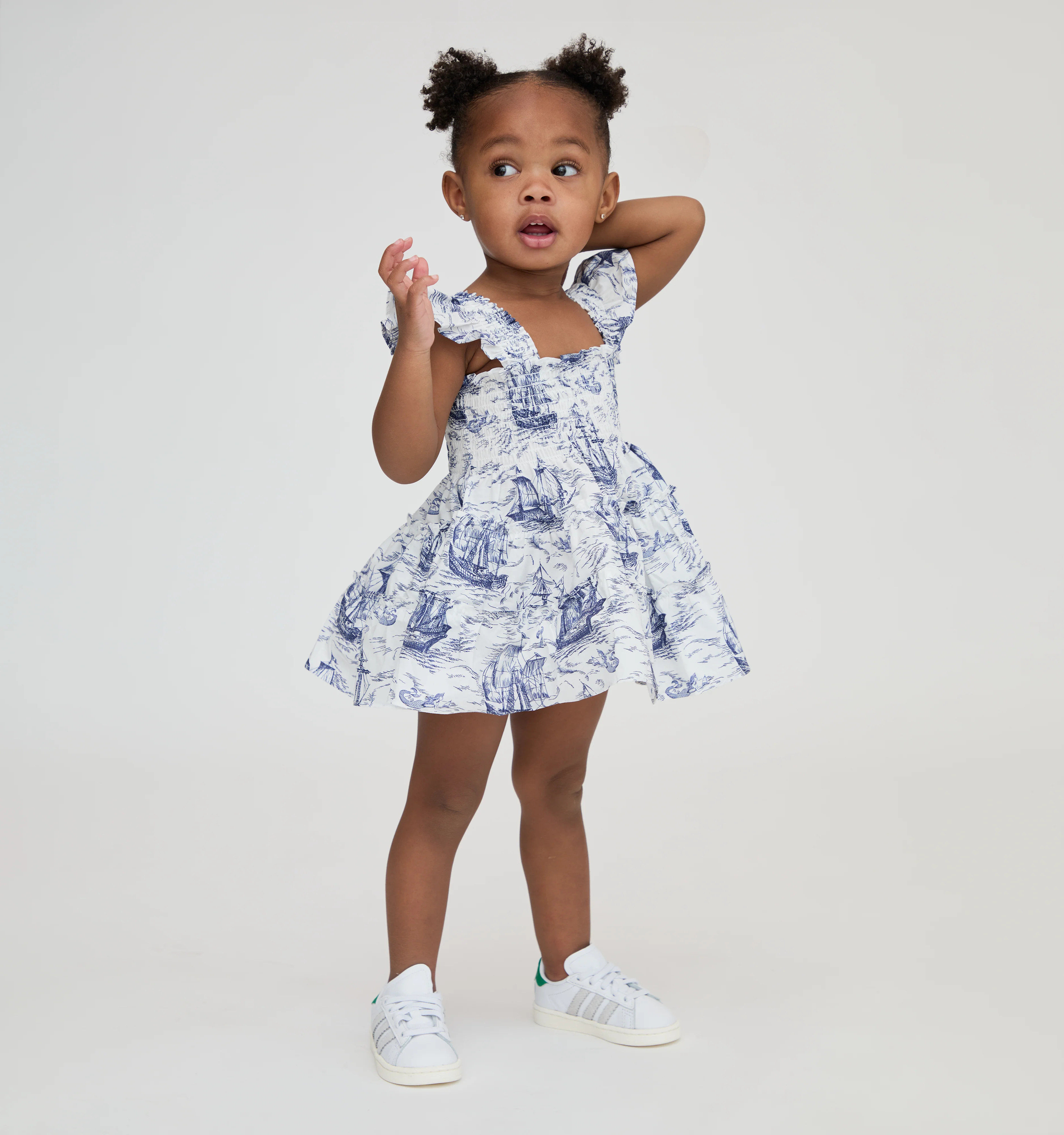 The Baby Ellie Nap Dress - Navy Mariner's Toile | Hill House Home US