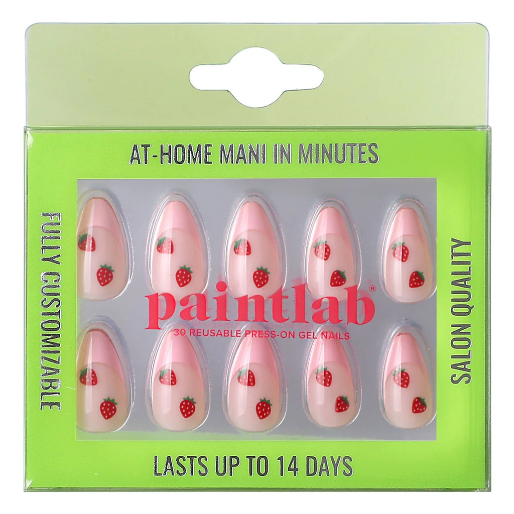 Pink Strawberry Short Almond Press-On Nails | PaintLab
