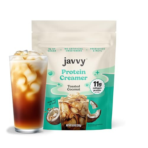 Javvy Protein Coffee Creamer – Sugar Free Creamer with 11g of Collagen, MCT Oil, Keto Coffee Creamer Powder for Hair, Skin & Nail Support, Toasted Coconut, 1 Pack | Amazon (US)