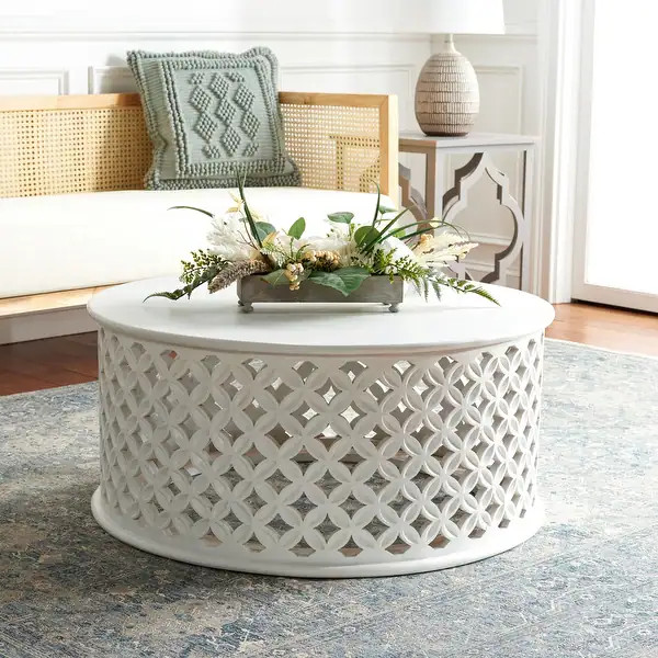SAFAVIEH Home Collection Kaydix Round Coffee Table - 35" L x 35" D x 16" H - Bed Bath & Beyond - ... | Bed Bath & Beyond
