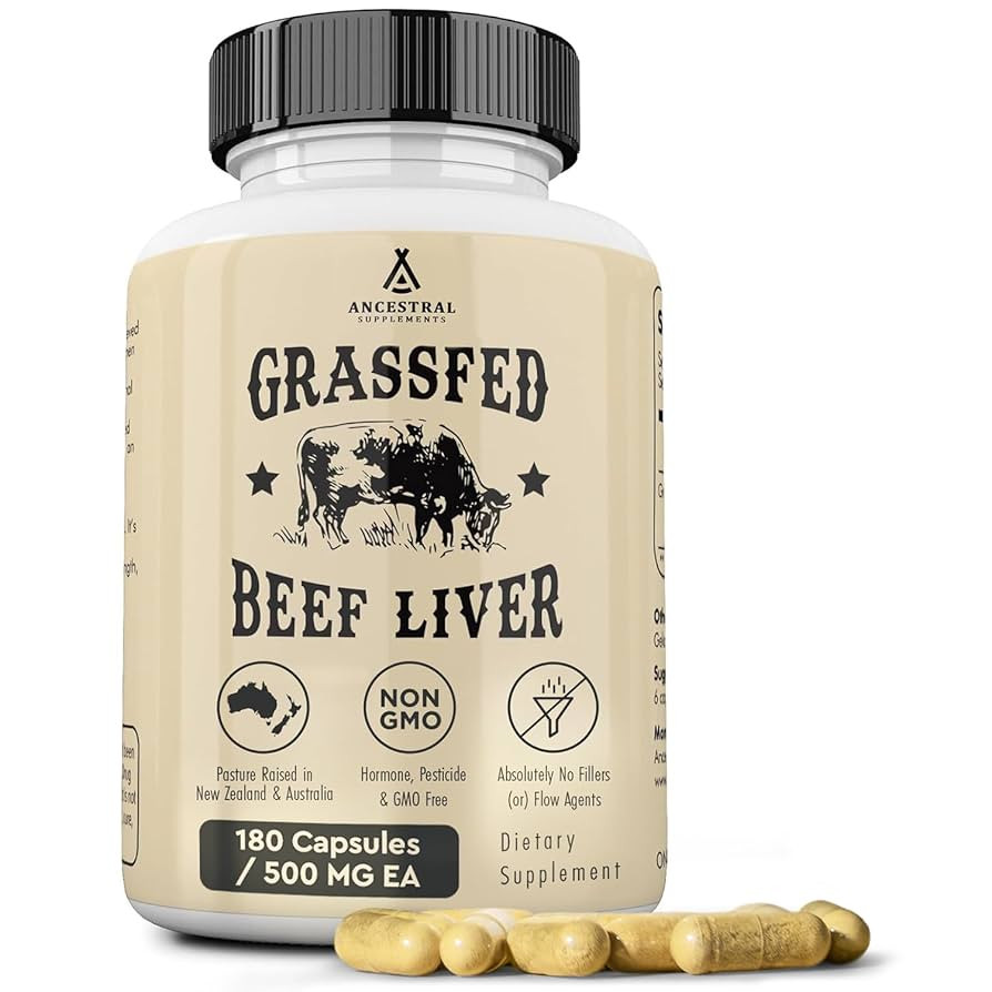 Ancestral Supplements Grass Fed Beef Liver 180 Capsules, Supports Energy Production, Detoxificati... | Amazon (US)