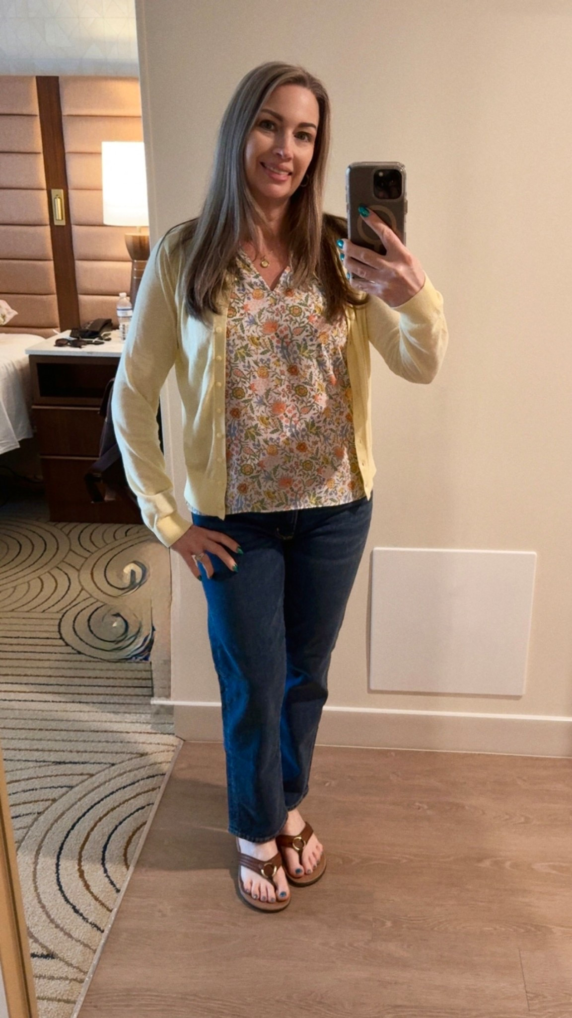 I always pack a pair of jeans or two whenever I head to Florida during this season, and I’m really glad I brought this particular pair! They are the perfect length, but I also enjoy cuffing them when it warms up a bit for a cute cropped style. The mid-rise waist is a wonderful find these days. Although they’re called slim cut, I’d say they’re equivalent to a straight leg. For taller ladies, these jeans hit just right at a lovely crop length. 

#LTKootd #LTKOver40 #LTKPetite
