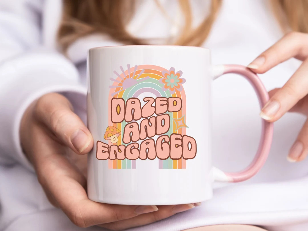 Personalized Retro Dazed and Engaged Coffee Mug for Bachelorette Party Gift, Groovy Custom Name t... | Etsy (US)