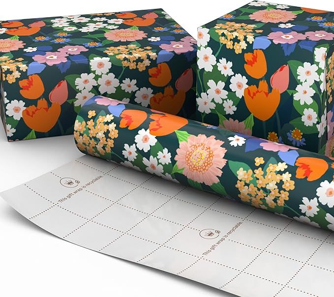 Hallmark Wrapping Paper with Cutlines on Reverse (1 Mini Roll: 17.5" Wide by 27.4' Long; 40 Sq. F... | Amazon (US)