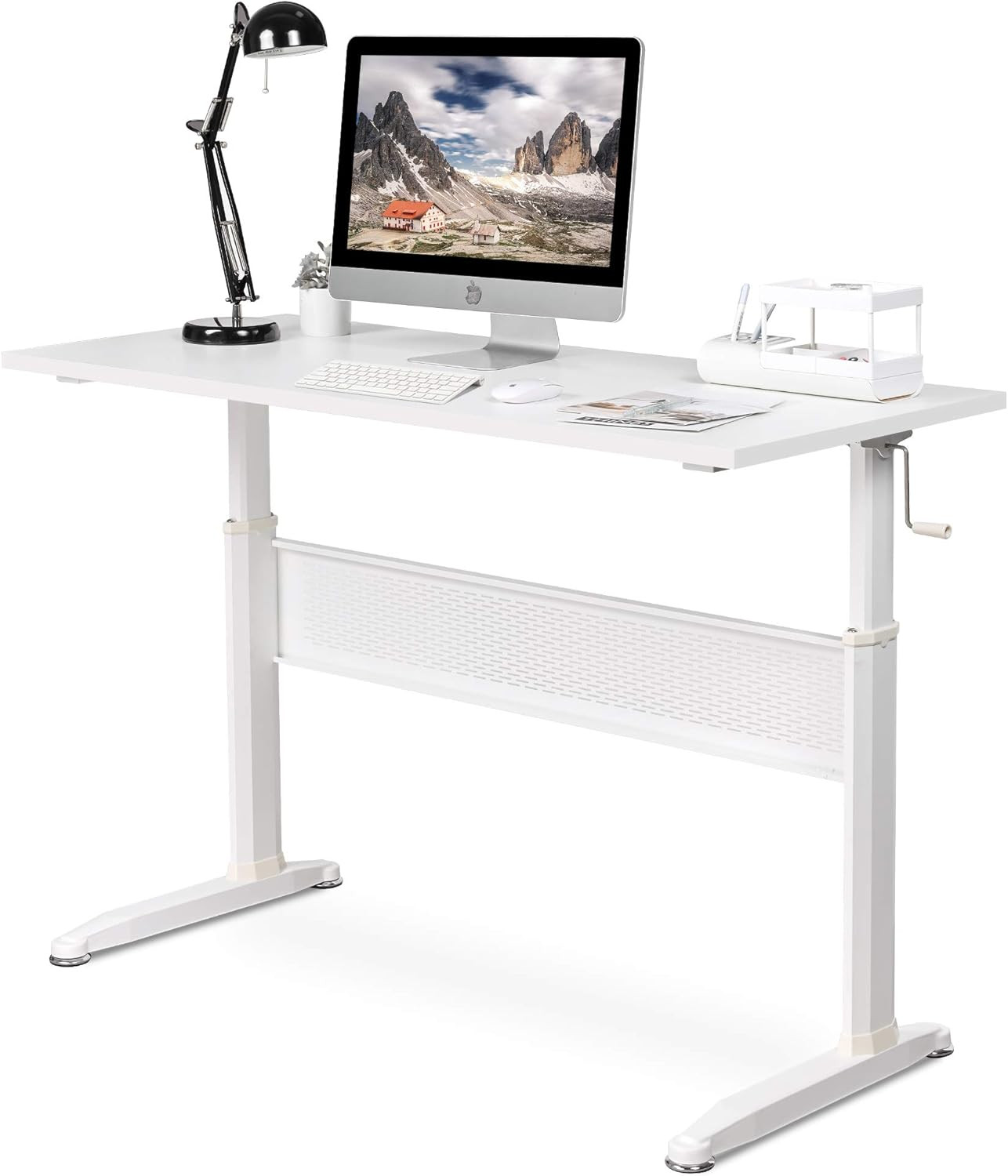 DEVAISE Adjustable Height Standing Desk, 55 Inch Sit Stand Up Desk Workstation with Crank Handle ... | Amazon (US)
