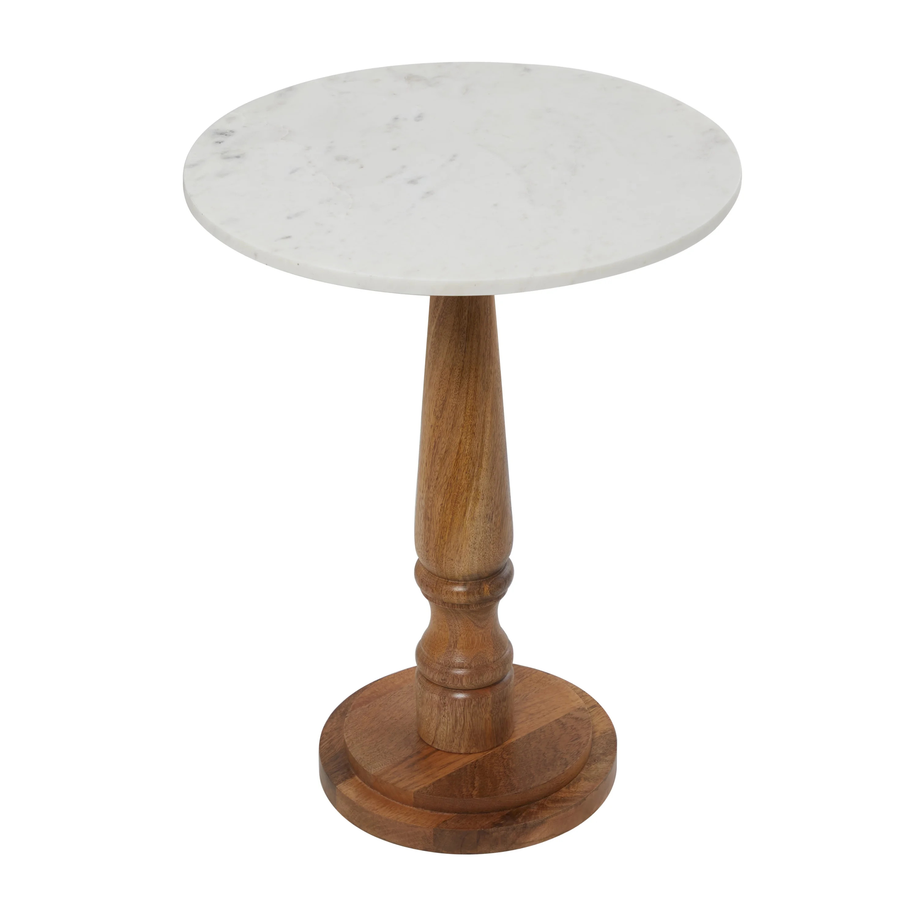 DecMode 18" x 23" Brown Mango Wood Accent Table with White Marble Top, 1-Piece - Walmart.com | Walmart (US)