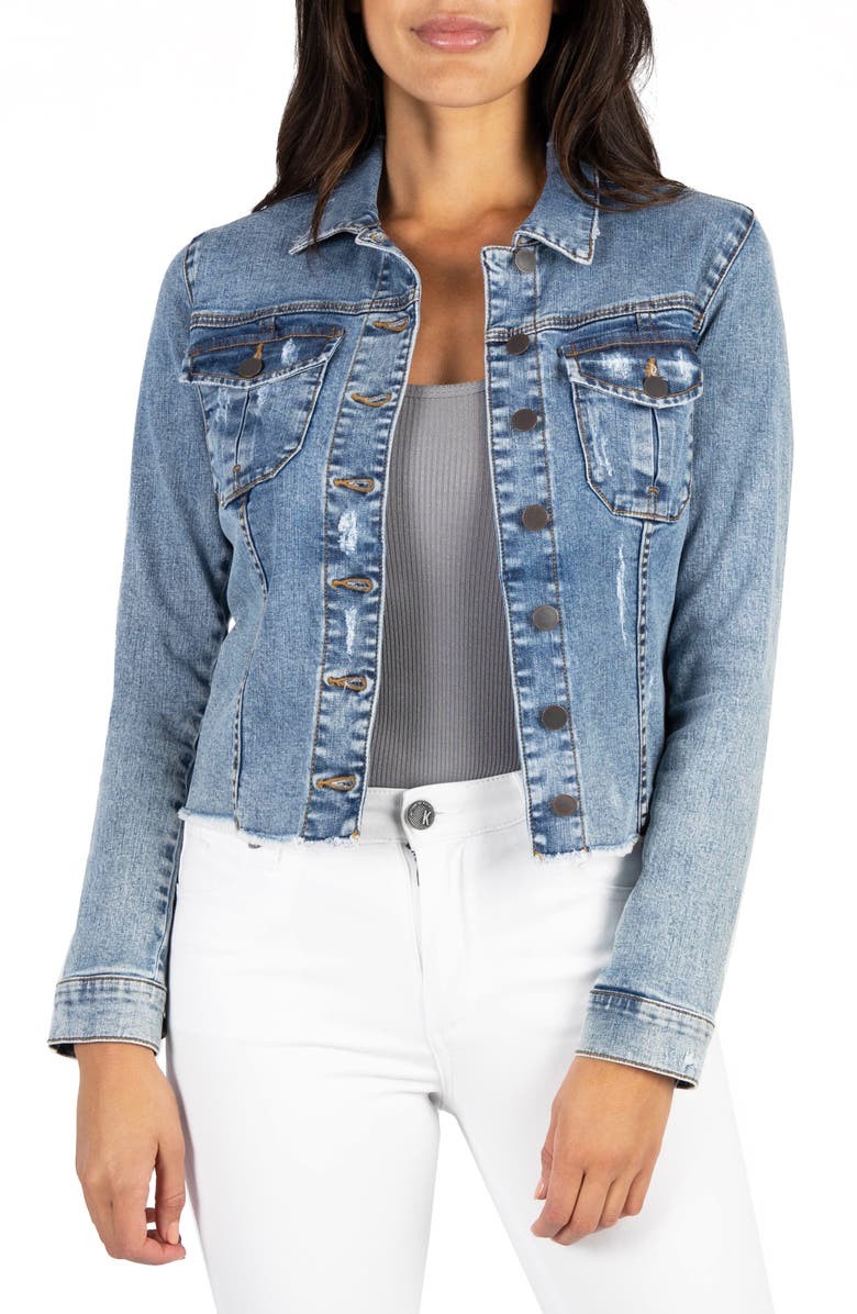 Kara Fray Hem Denim Trucker Jacket | Nordstrom