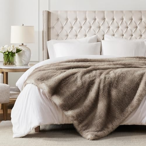 Hyde Lane Soft Faux Fur Throw Blanket, Luxury Fluffy Blankets for Couch Bed Decoration, Thick Heavy & Puzzy Throws, Gift for Women (Striped Brown, 60x80) | Amazon (US)