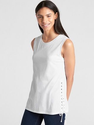 Gap Womens Lace-Up Tank Top White Size L Tall | Gap US