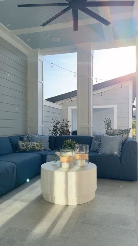 from a @roomstogopatio showroom to our backyard 💙 | the Calay Outdoor Sectional comes with endless reconfigurability, featuring UV-resistant slipcovers + Sunbrella fabric & water repellent upholstery…it’s an absolute beauty and the perfect addition to our new patio! see full details below 👇🏼 #roomstogoambassador 

we have the 5pc sectional w/ DENIM colored slipcovers, the sectional measures 108 x 108, each seat frame has an individual cover, enabling every piece to be used separately or repositioned and connected as desired 

save + share for your spring patio inspo! 
comment CALAY and I’ll send you the direct link to shop! 🫶🏼 @roomstogo 
#roomstogo #roomstogopatio #outdoorliving #outdoorspace #outdoorfurniture #porchdecor #outdoordesign #springsummer

#LTKSeasonal #LTKhome