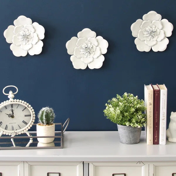 3 Piece Metal Flower Wall Décor Set (Set of 3) | Wayfair North America