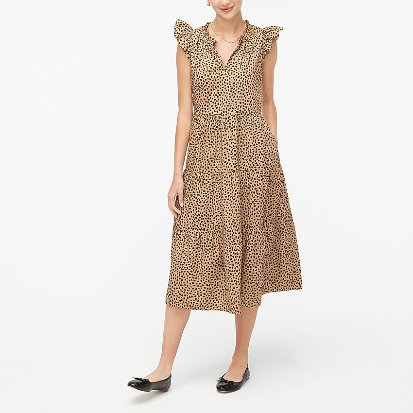 Cotton poplin tiered midi dress | J.Crew Factory