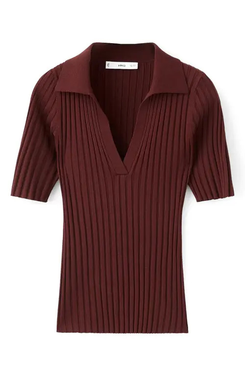 MANGO V-Neck Rib Sweater in Burnt Orange at Nordstrom, Size Small | Nordstrom
