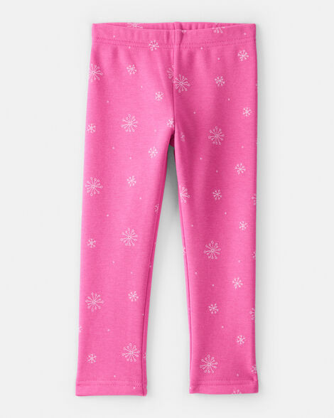 Toddler Girl Snowflake Pull-On Stretch Cozy Leggings - Pink | Carter's Inc